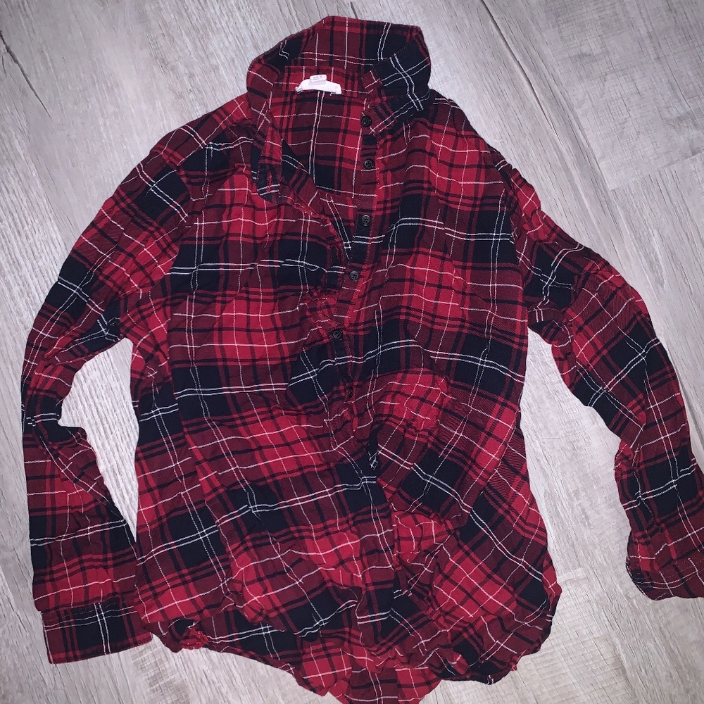 Beach Lunch Lounge red plaid button up shirt